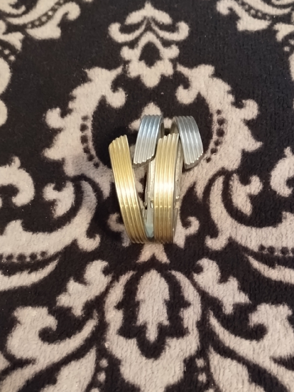 Two-Tone Gold and Silver Ribbed Cuff Bracelet